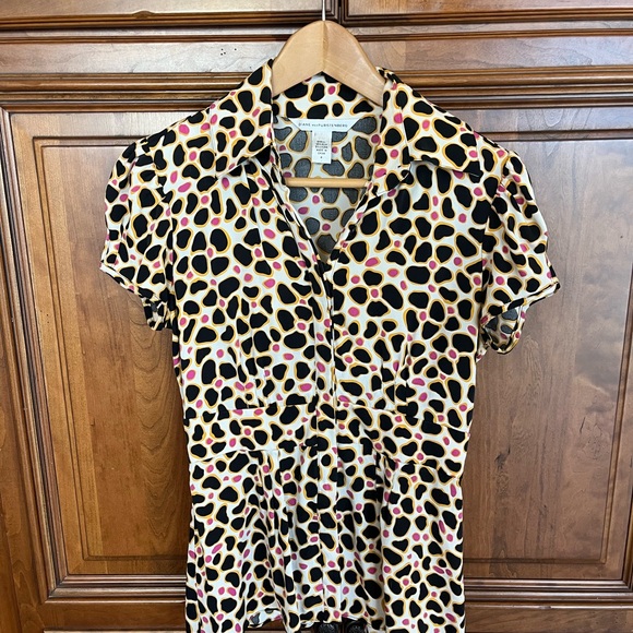 Diane Von Furstenberg Black and Tan Blouse - Picture 2 of 5